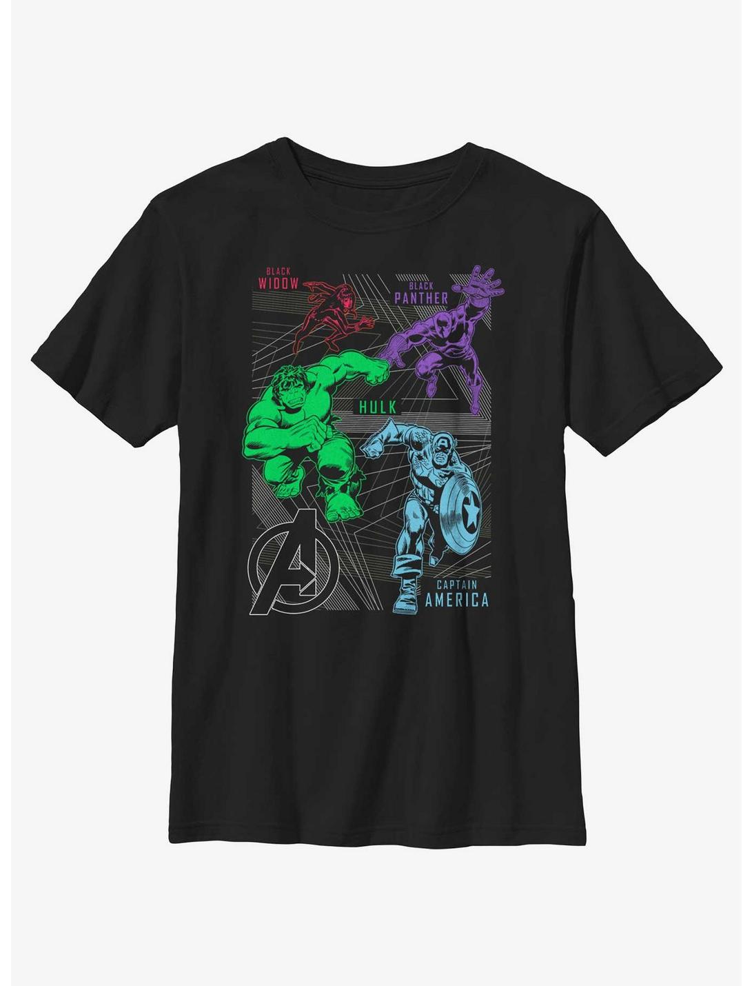 Marvel Avengers Running Grid Youth T-Shirt, BLACK, hi-res