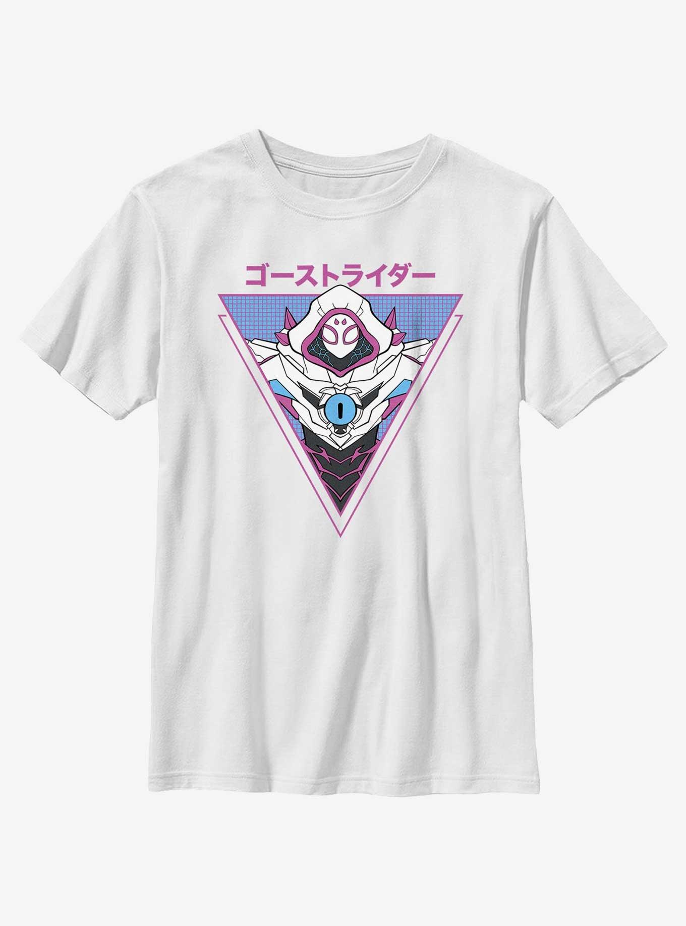 Marvel Avengers Spider Gwen Triangle Japanese Writing Youth T-Shirt, WHITE, hi-res