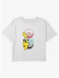 Pokemon Pikachu Bounce Youth Girls Boxy Crop T-Shirt, WHITE, hi-res