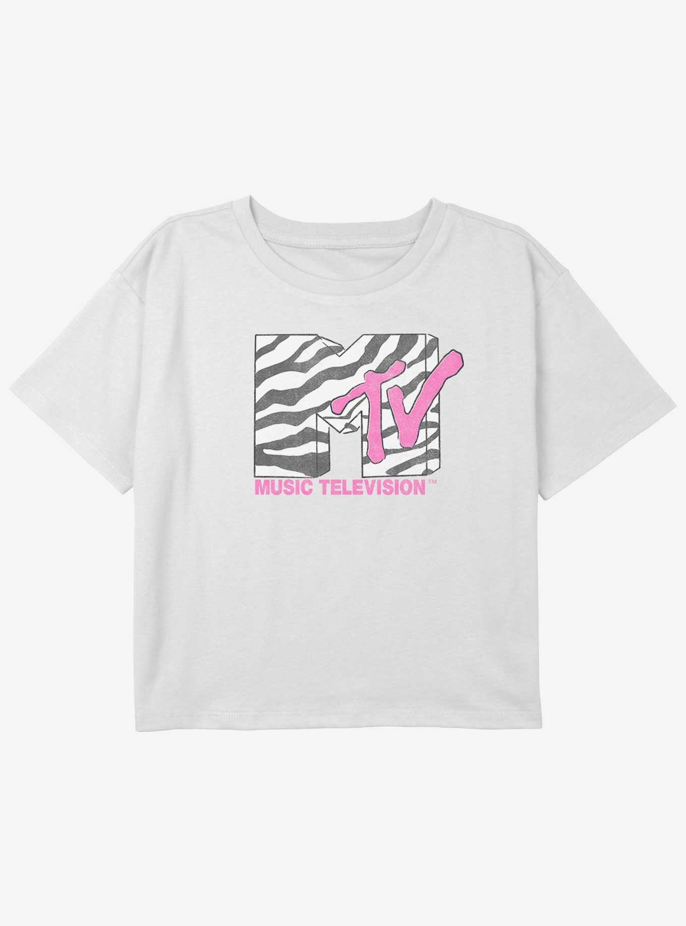 MTV Zebra Logo Youth Girls Boxy Crop T-Shirt, , hi-res