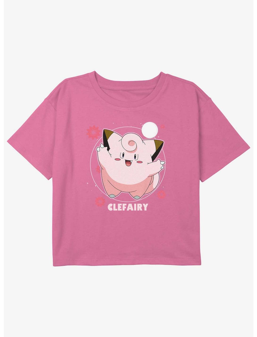 Pokemon Clefairy Fairy Dance Youth Girls Boxy Crop T-Shirt, PINK, hi-res