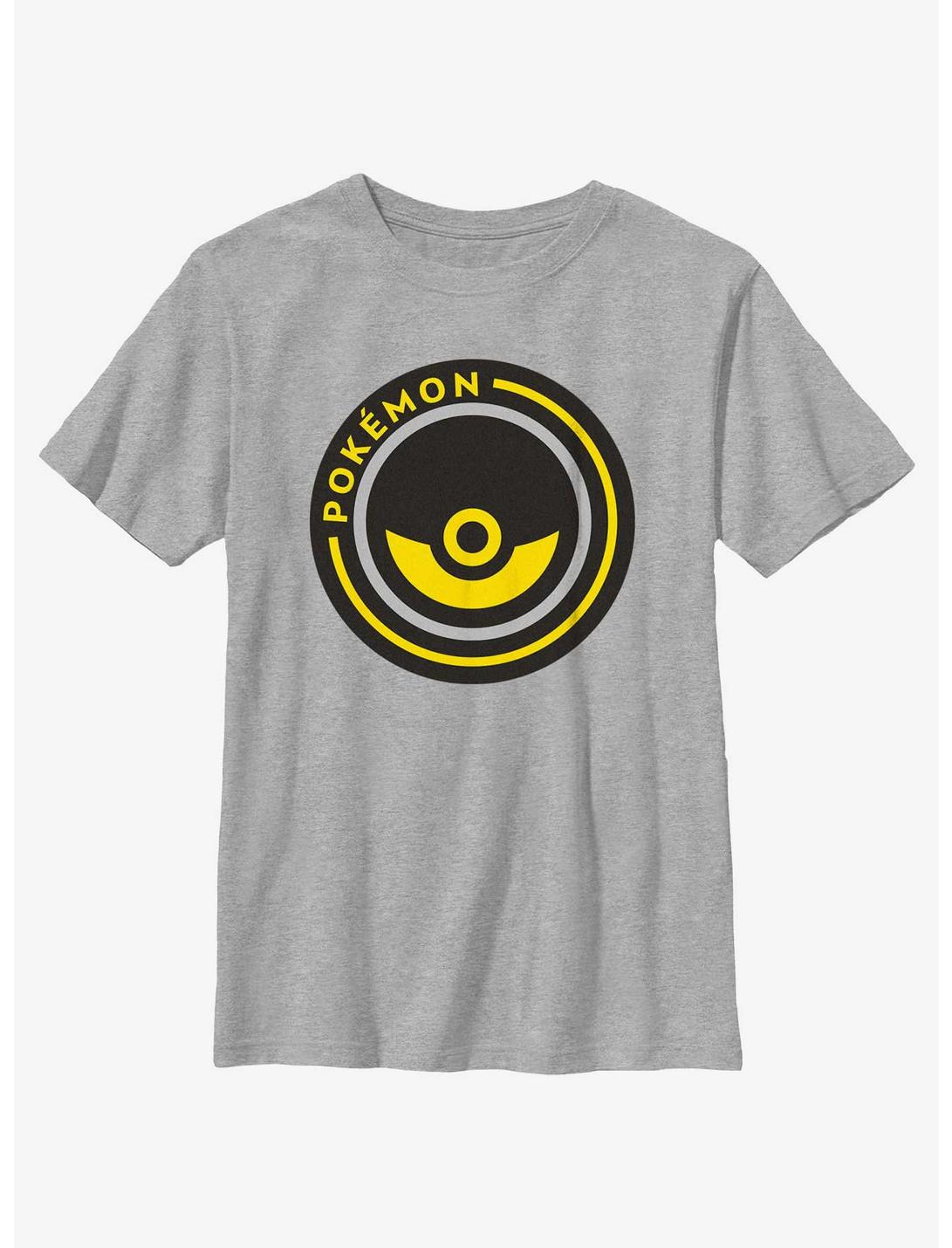 Pokemon Pokeball Circle Badge Youth T-Shirt, ATH HTR, hi-res