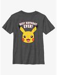 Pokemon Pikachu Best Birthday Youth T-Shirt, CHAR HTR, hi-res