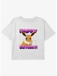 Pokemon Eevee Birthday Youth Girls Boxy Crop T-Shirt, WHITE, hi-res