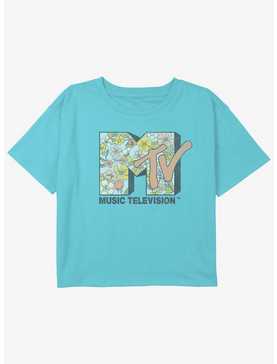 MTV Floral Logo Youth Girls Boxy Crop T-Shirt, , hi-res