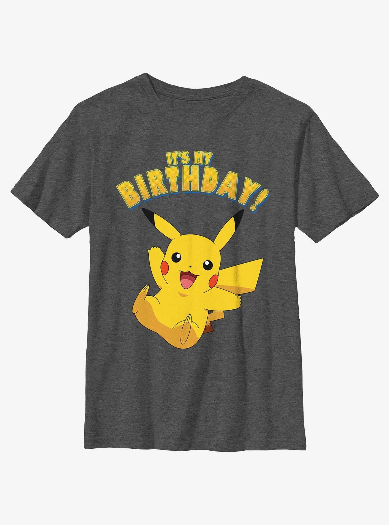 Pokemon Pikachu Birthday Party Youth T-Shirt, CHAR HTR, hi-res