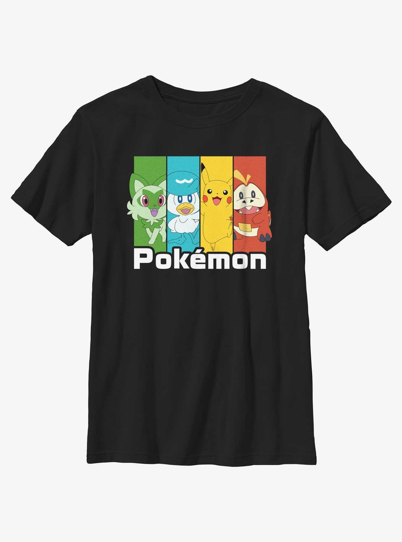 Pokemon Friends Sprigatito Quaxley Pikachu and Fuecoco Youth T-Shirt, , hi-res