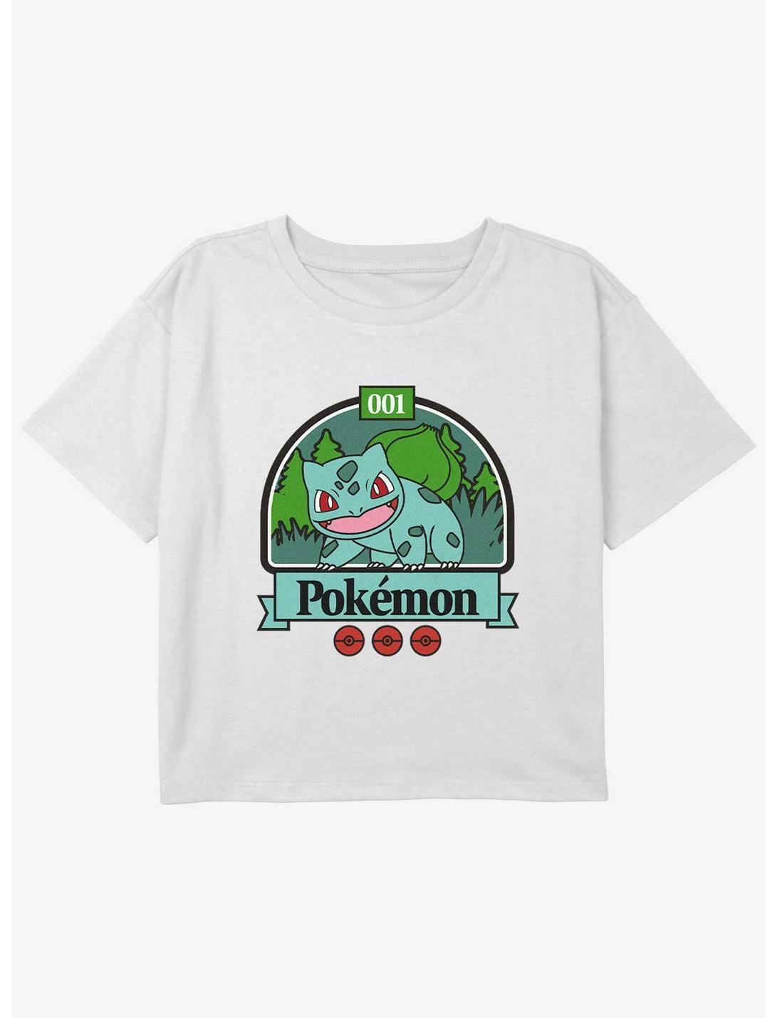 Pokemon Green Bulbasaur Youth Girls Boxy Crop T-Shirt, WHITE, hi-res