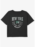 MTV New York Collegiate Logo Youth Girls Boxy Crop T-Shirt, BLACK, hi-res