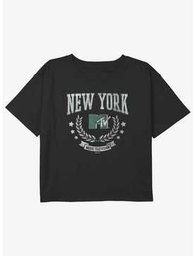 MTV New York Collegiate Logo Youth Girls Boxy Crop T-Shirt, , hi-res