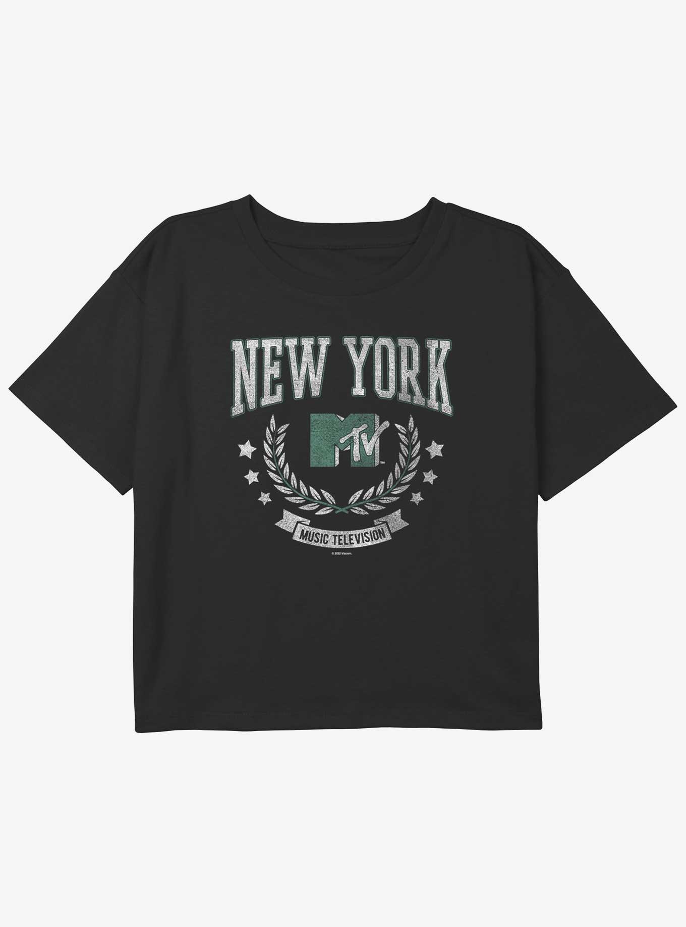 MTV New York Collegiate Logo Youth Girls Boxy Crop T-Shirt, , hi-res