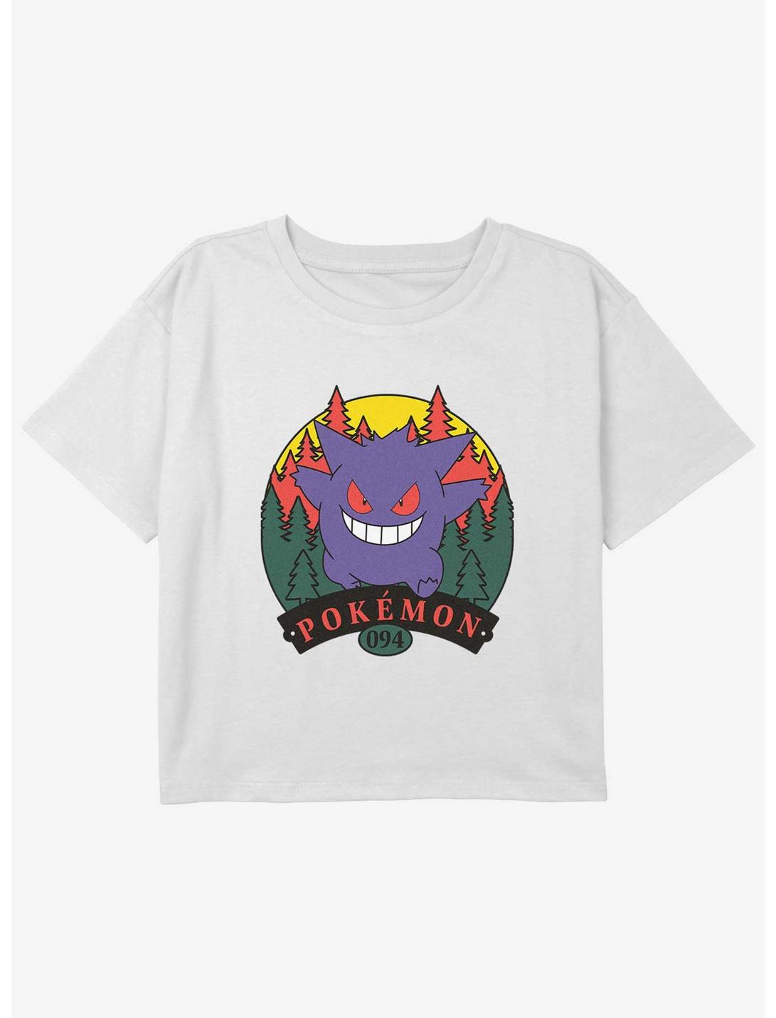 Pokemon Gengar Forest Attack Youth Girls Boxy Crop T-Shirt, WHITE, hi-res