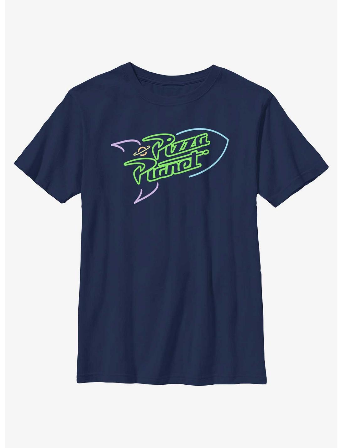 Disney Pixar Toy Story Retro Pizza Planet Logo Youth T-Shirt, NAVY, hi-res
