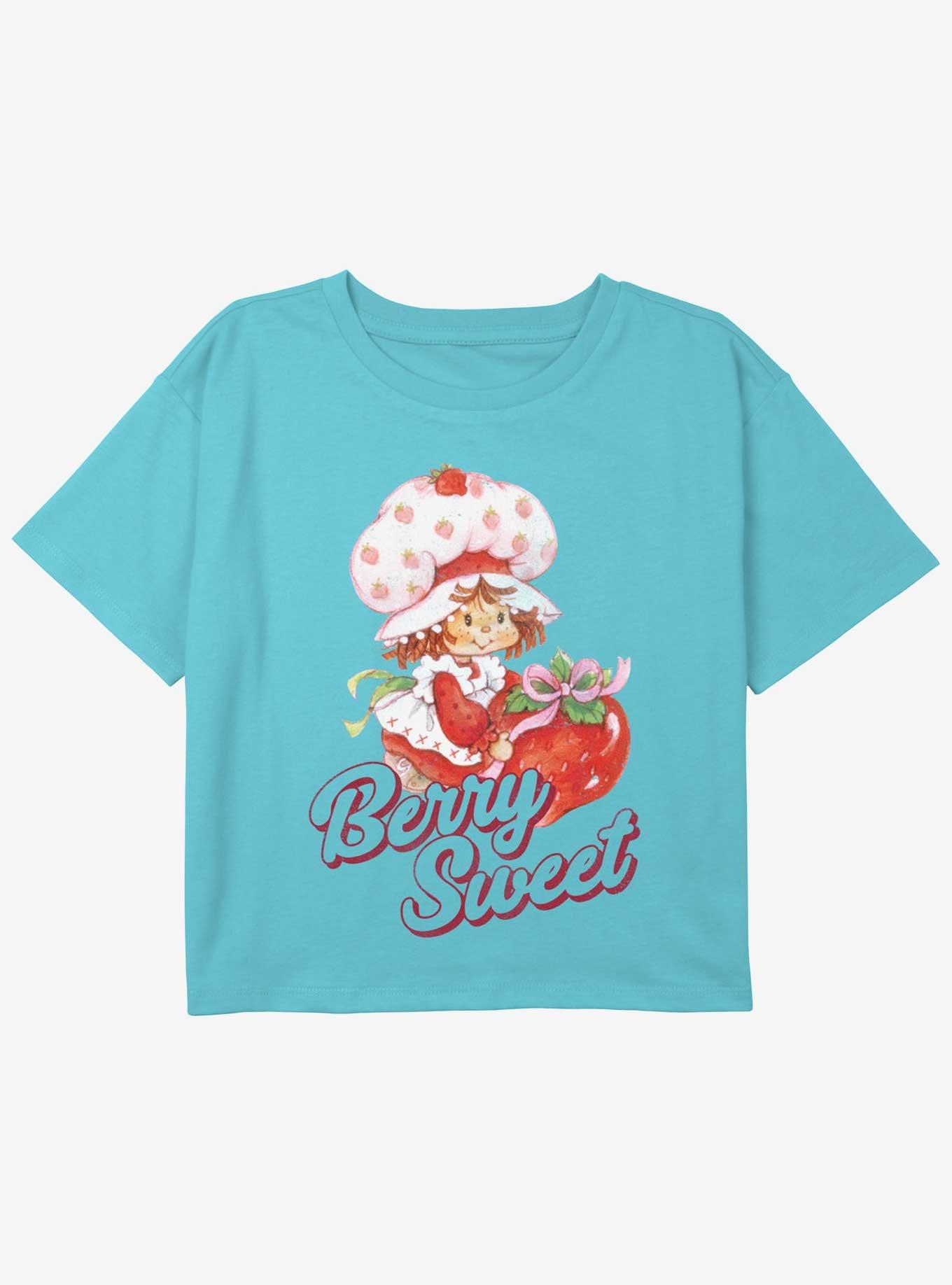 Strawberry Shortcake Berry Sweet Youth Girls Boxy Crop T-Shirt, BLUE, hi-res