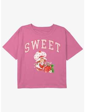 Strawberry Shortcake Sweet Collegiate Youth Girls Boxy Crop T-Shirt, , hi-res