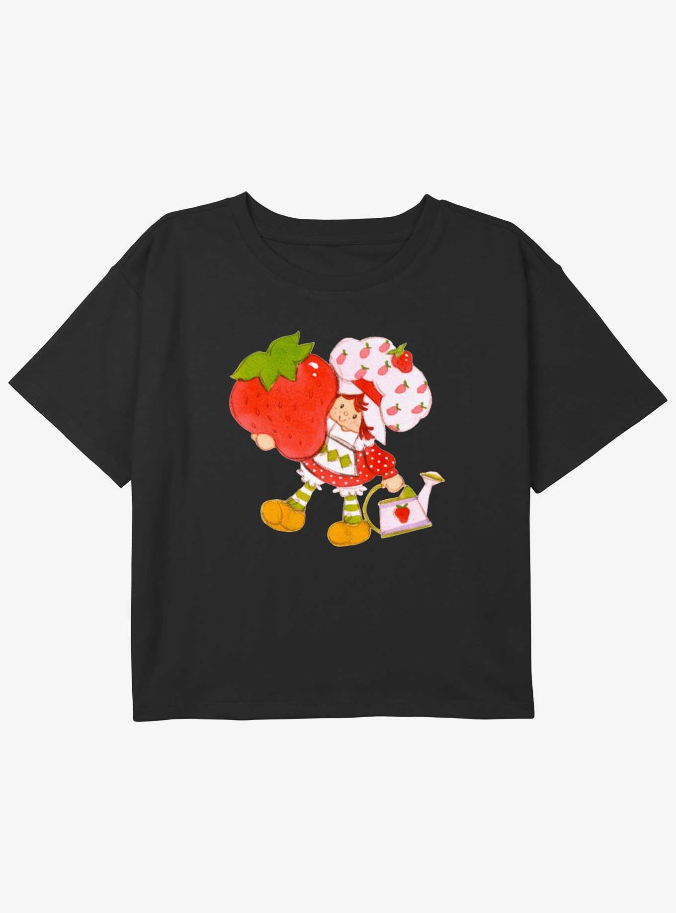 Strawberry Shortcake Berry Cute Youth Girls Boxy Crop T-Shirt, BLACK, hi-res