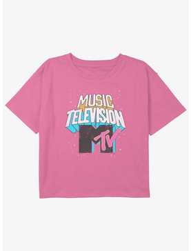 MTV Music Television Logo Youth Girls Boxy Crop T-Shirt, , hi-res