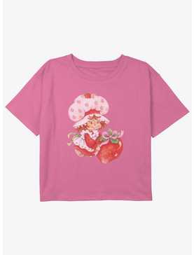 Strawberry Shortcake Bows & Strawberries Youth Girls Boxy Crop T-Shirt, , hi-res