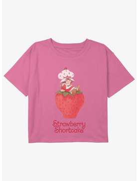 Strawberry Shortcake Giant Strawberry Youth Girls Boxy Crop T-Shirt, , hi-res