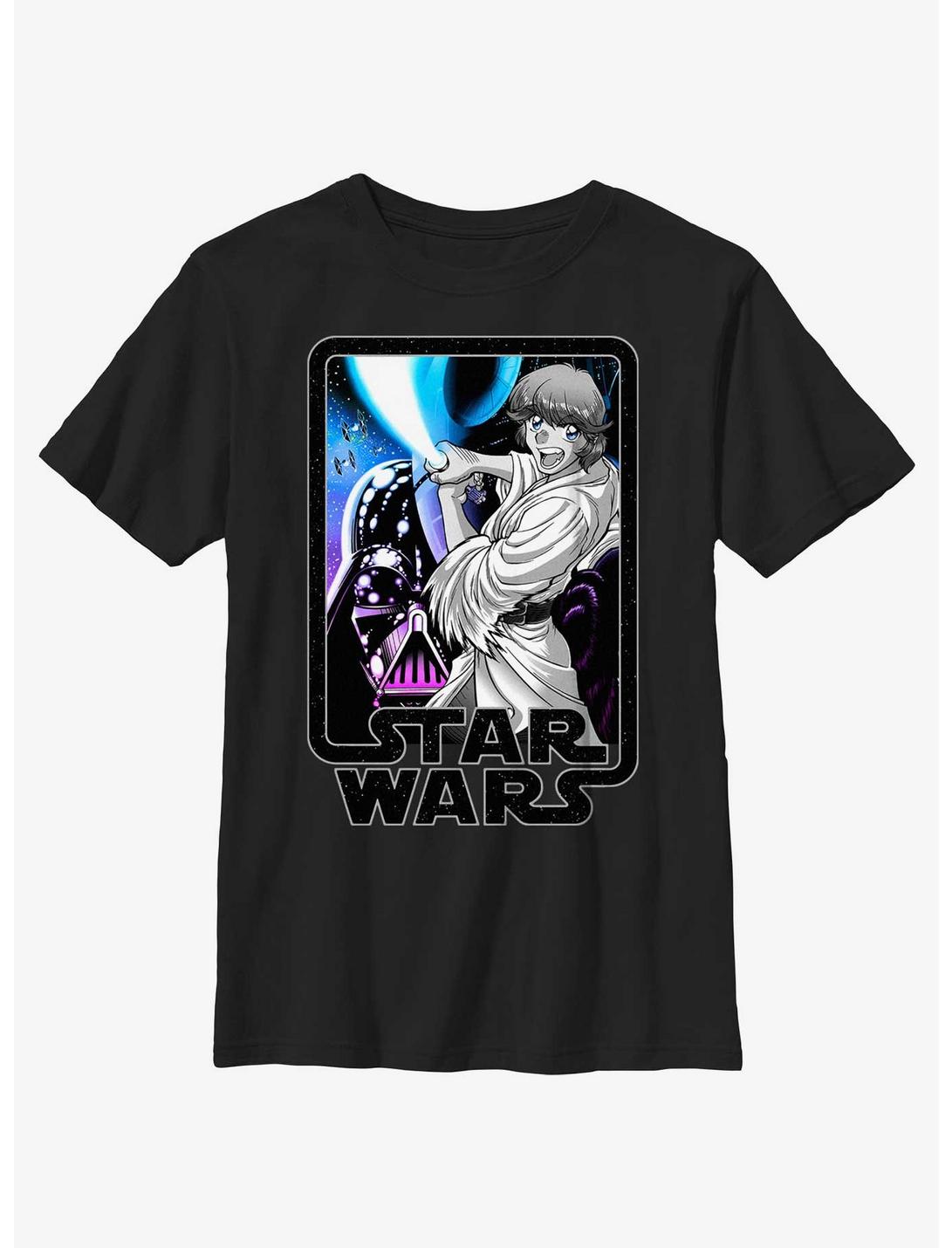 Star Wars Anime Lightsaber Fight Youth T-Shirt, BLACK, hi-res