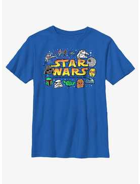 Star Wars A Long Time Ago Doodle Icons Youth T-Shirt, , hi-res
