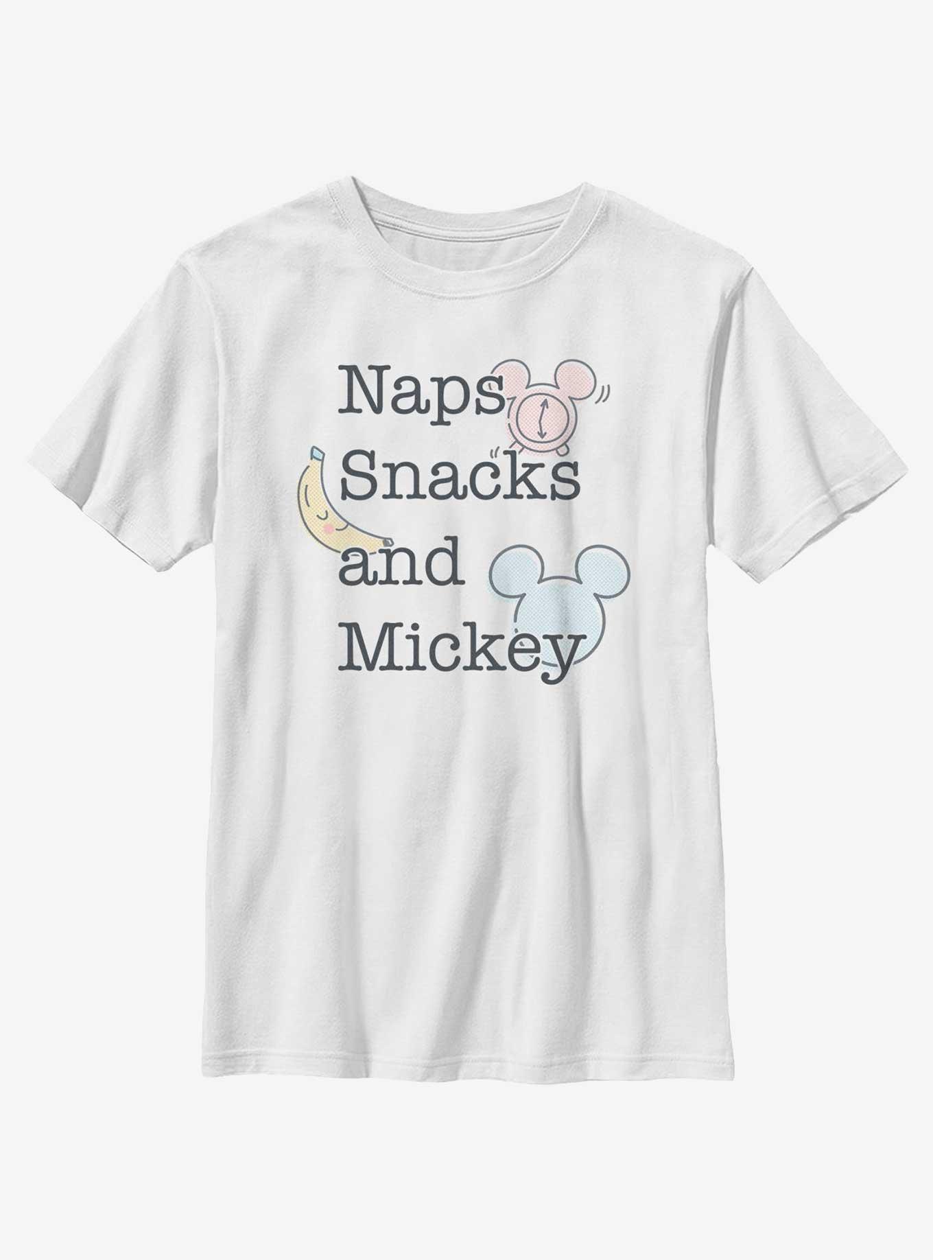 Disney Mickey Mouse Naps Snacks And Mickey Youth T-Shirt, WHITE, hi-res