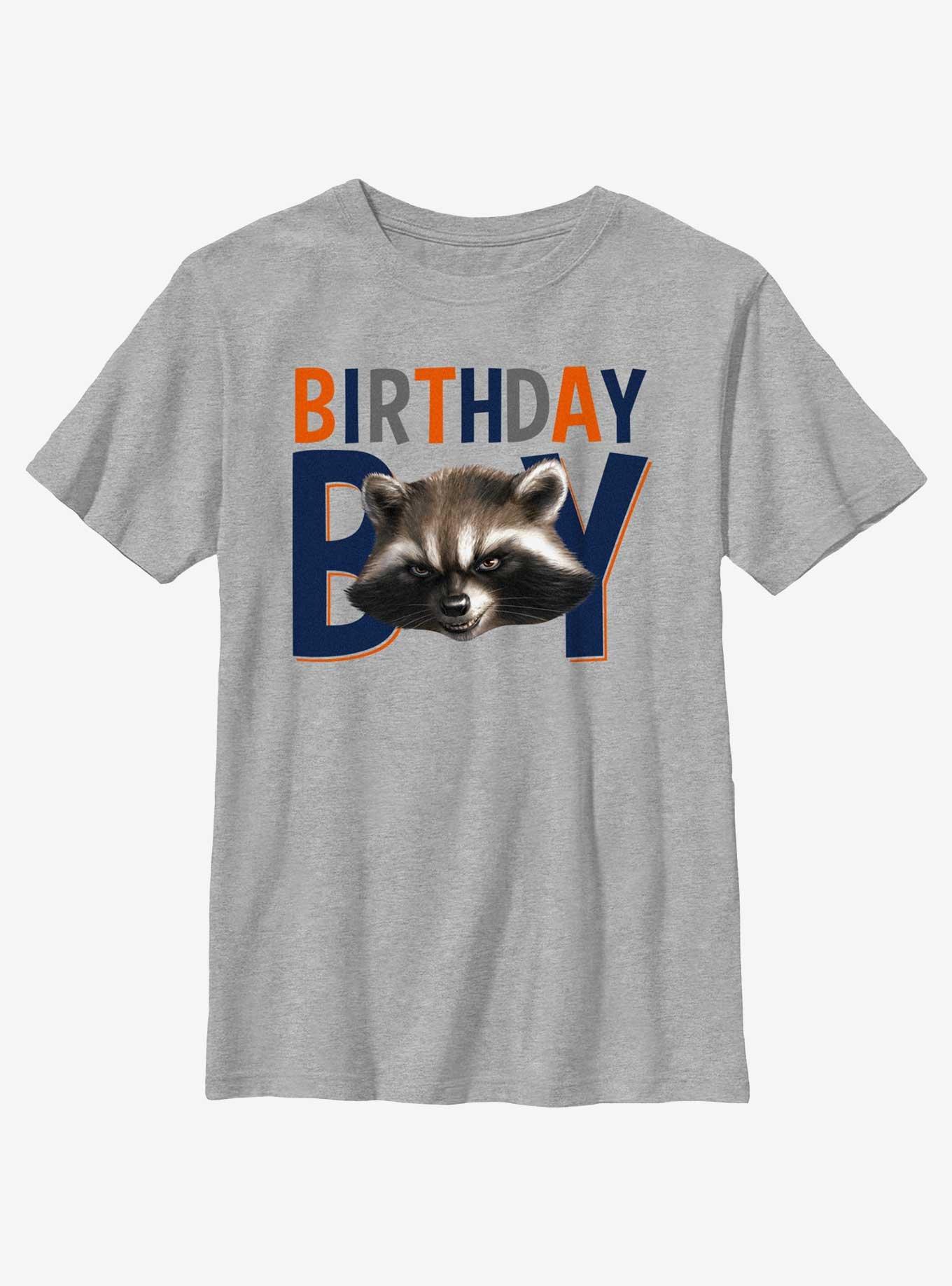 Marvel Guardians Of The Galaxy Birthday Boy Rocket Youth T-Shirt, ATH HTR, hi-res