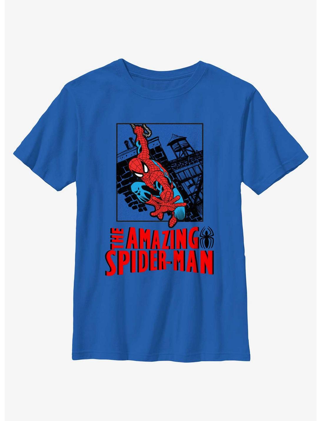 Marvel Spider-Man Iconic Stance Panel Youth T-Shirt, ROYAL, hi-res