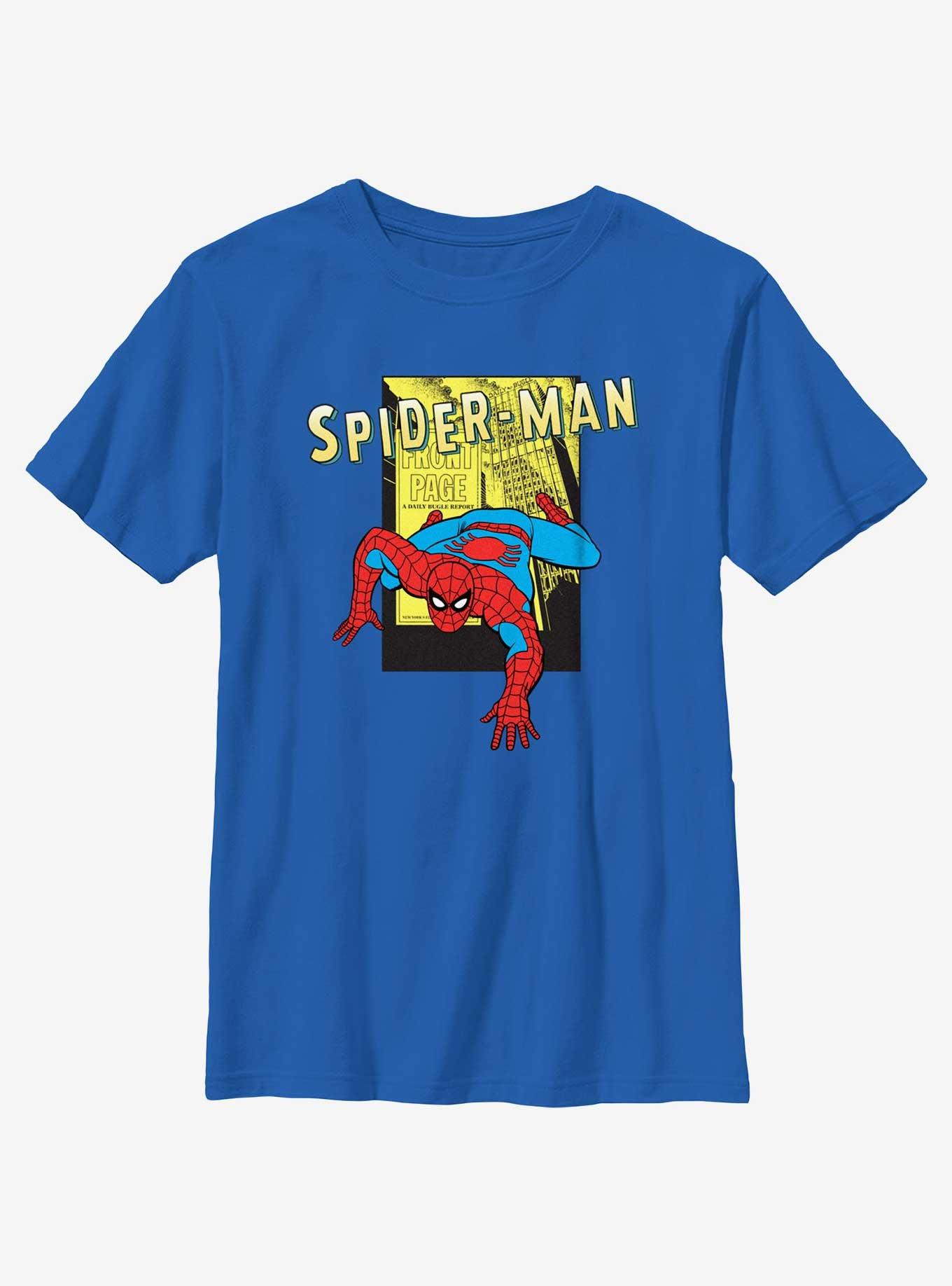 Marvel Spider-Man Crawling Stance Youth T-Shirt, ROYAL, hi-res