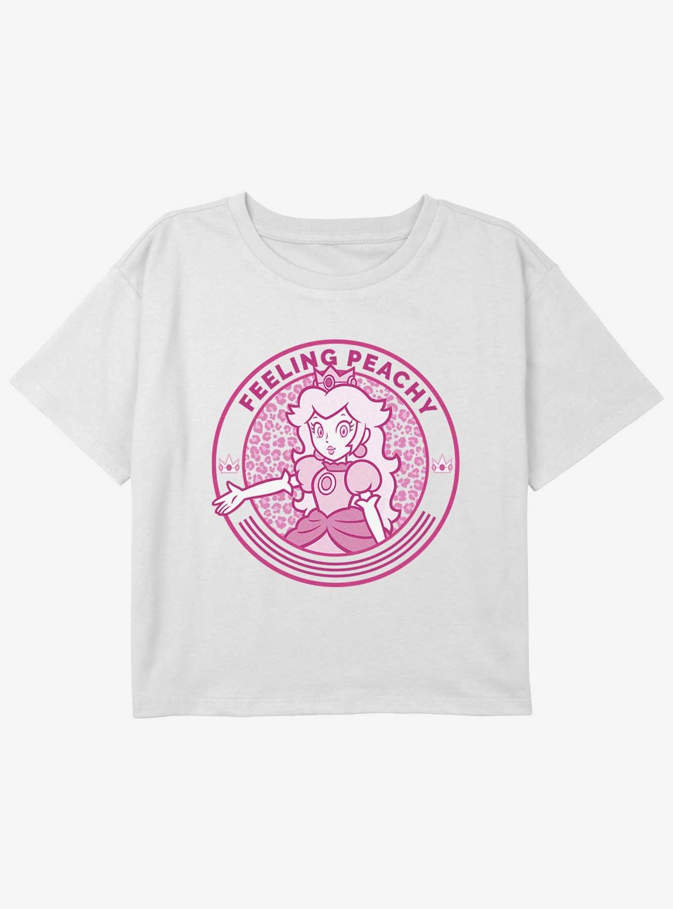 Nintendo Super Mario Cheetah Peach Youth Girls Boxy Crop T-Shirt, , hi-res