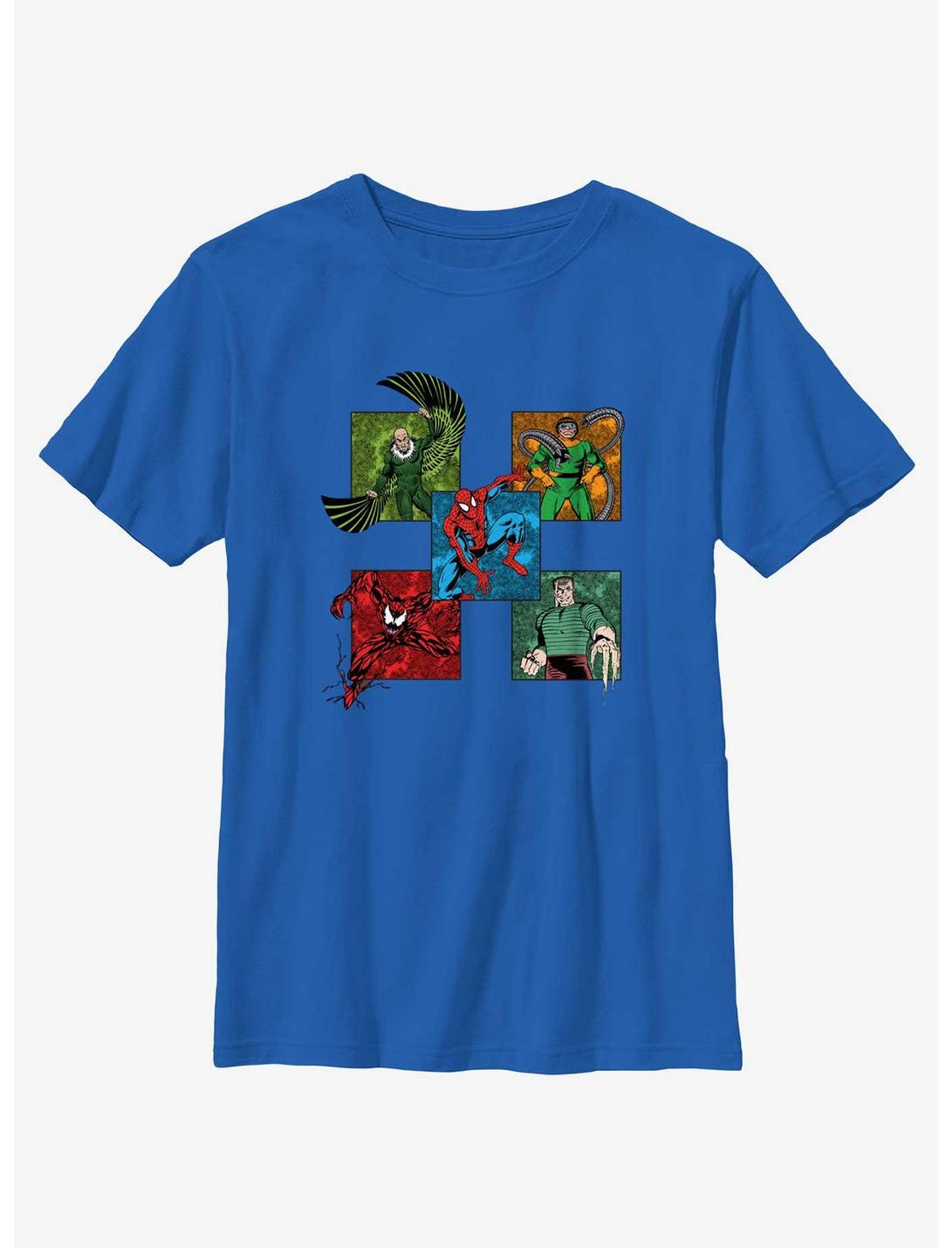 Marvel Spider-Man & Villain Grid Youth T-Shirt, ROYAL, hi-res