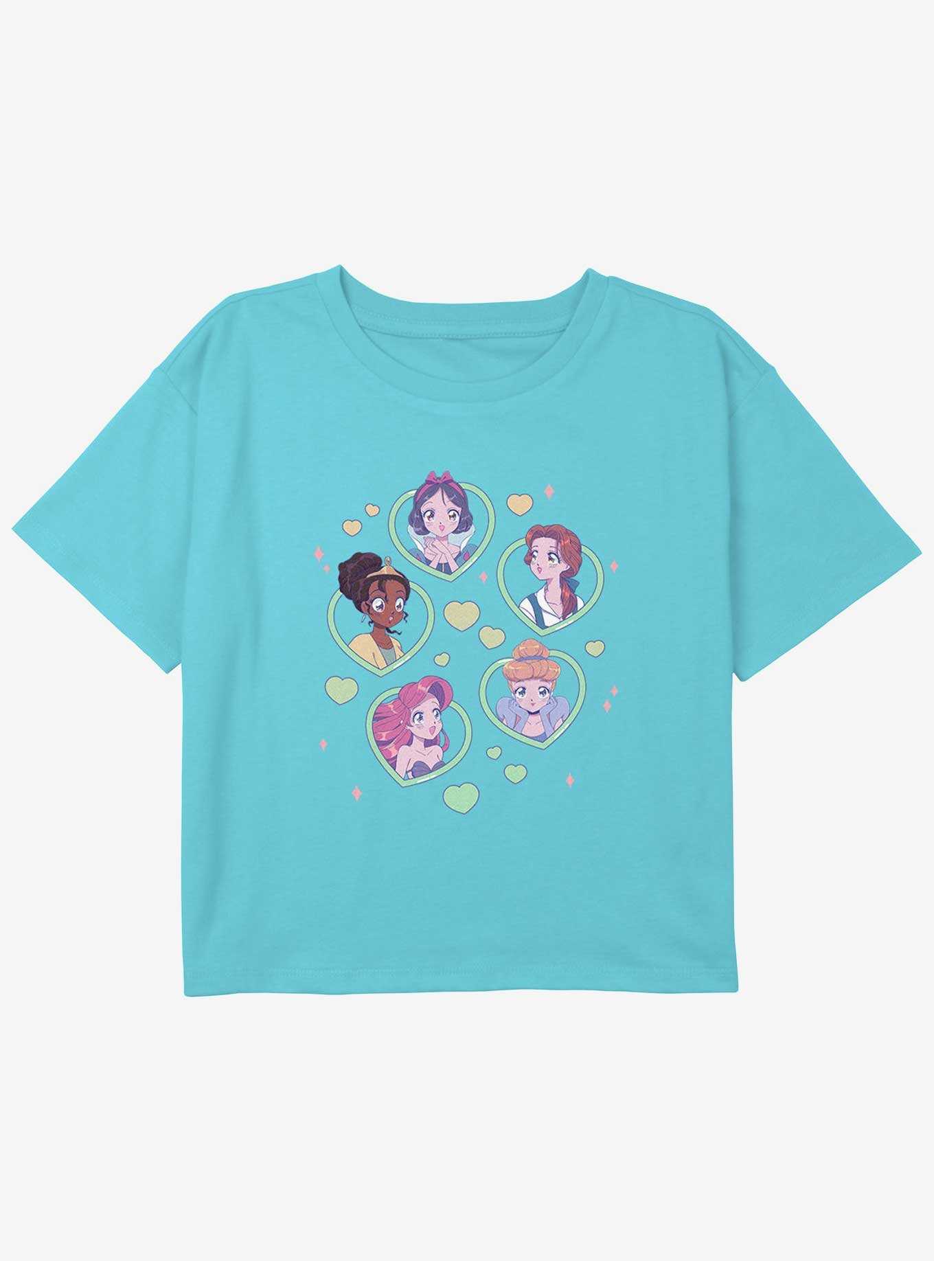 Disney The Little Mermaid Hearts And Princesses Youth Girls Boxy Crop T-Shirt, , hi-res