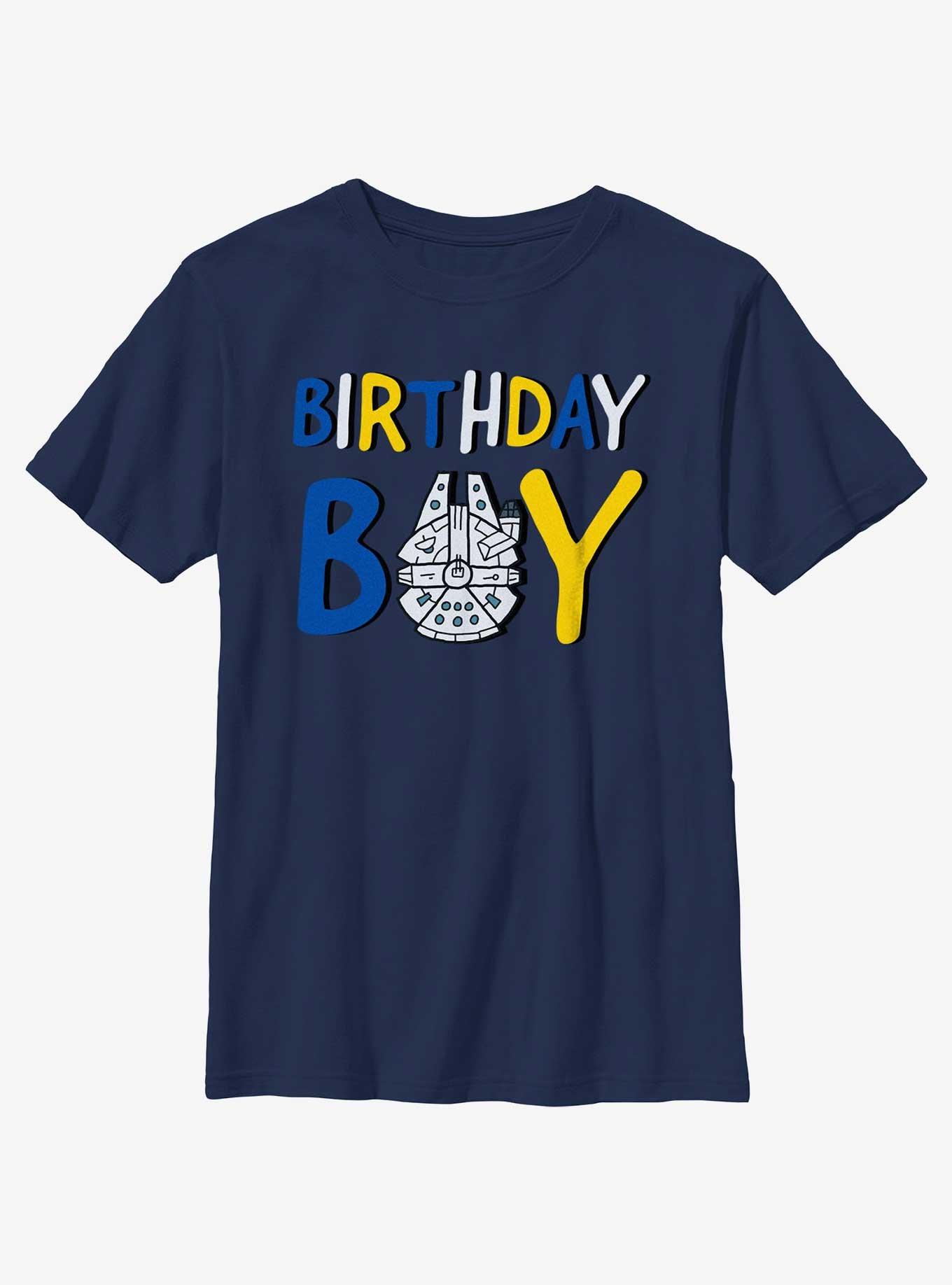 Star Wars Millennium Falcon Birthday Boy Youth T-Shirt, NAVY, hi-res