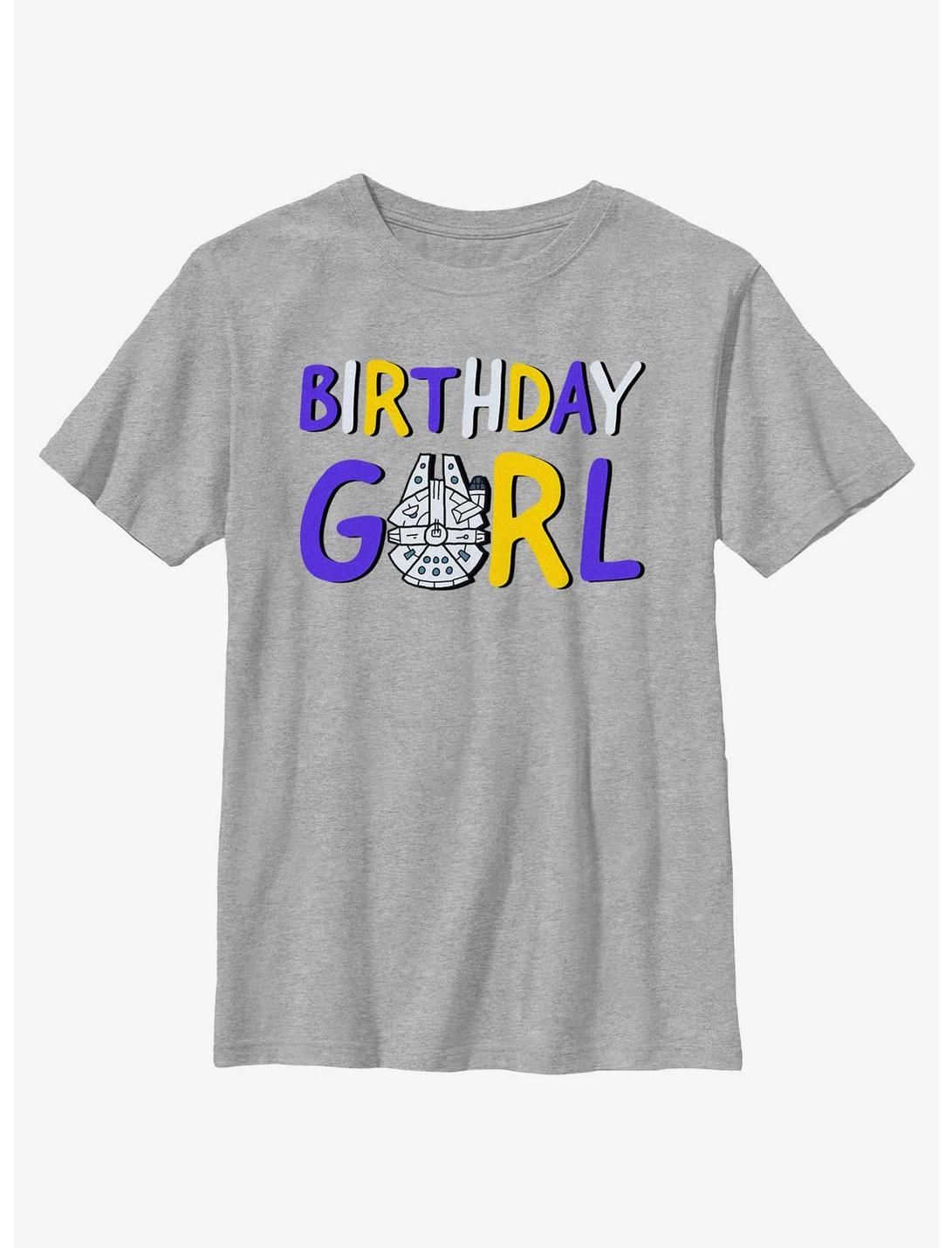 Star Wars Millennium Falcon Birthday Girl Youth T-Shirt, ATH HTR, hi-res