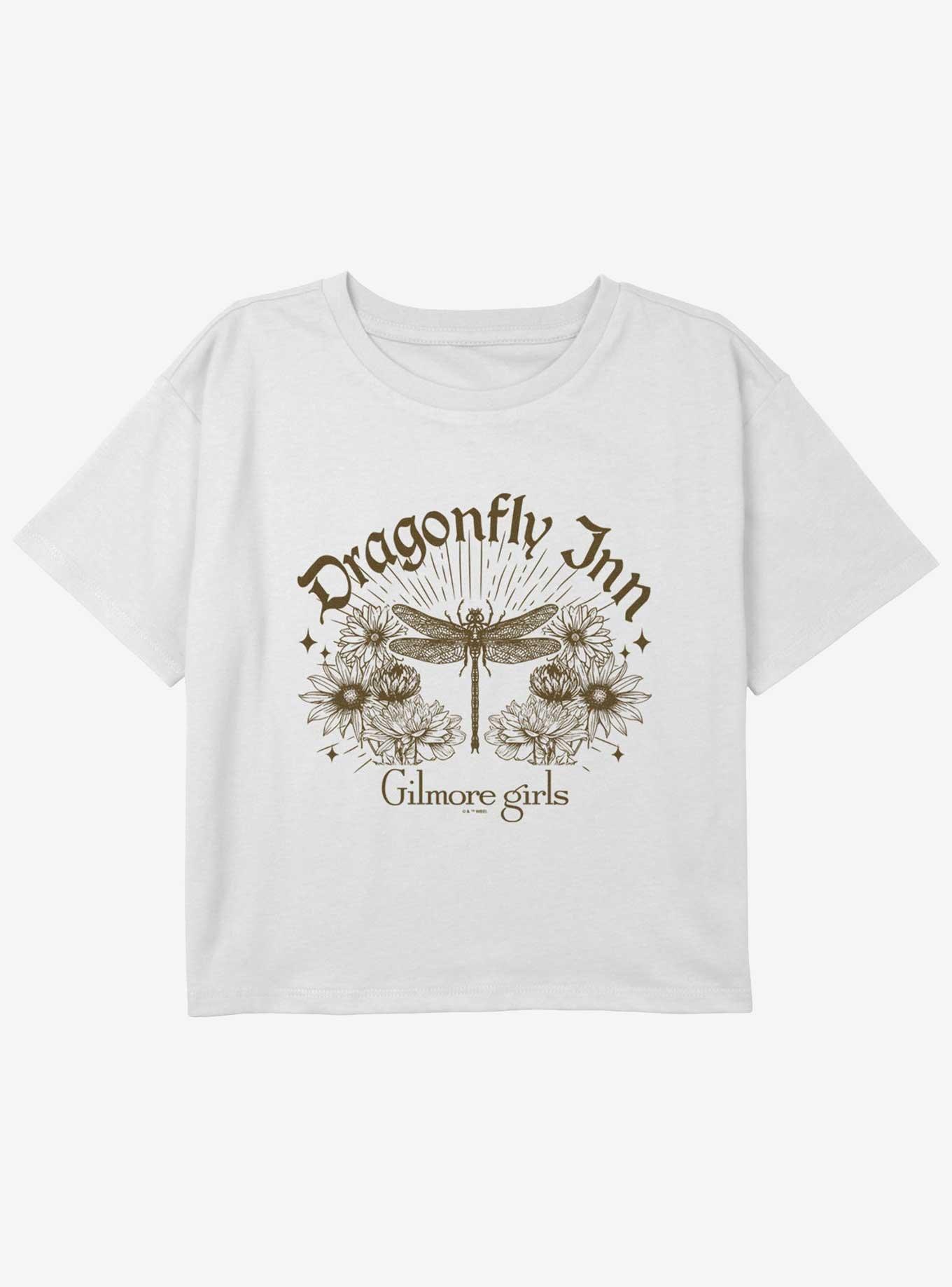 Gilmore Girls Dragonfly Inn Antique Youth Girls Boxy Crop T-Shirt, WHITE, hi-res