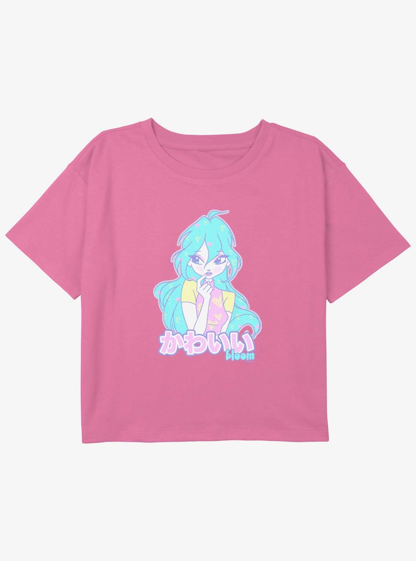 Winx Club Anime Bloom Youth Girls Boxy Crop T-Shirt, PINK, hi-res