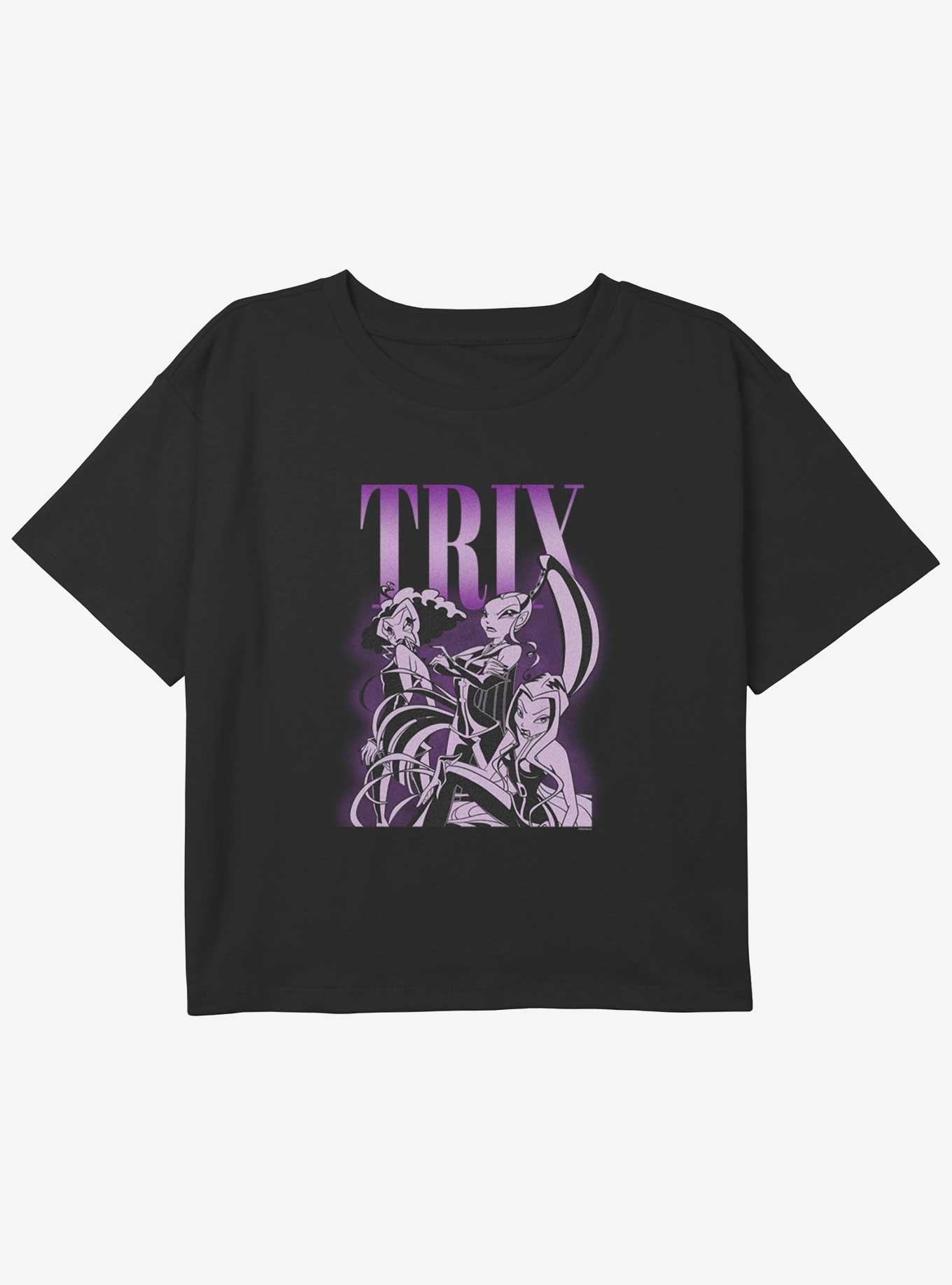 Winx Club Trix Group Youth Girls Boxy Crop T-Shirt, BLACK, hi-res