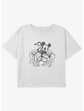 Disney Mickey Mouse Flower Pals Youth Girls Boxy Crop T-Shirt, , hi-res