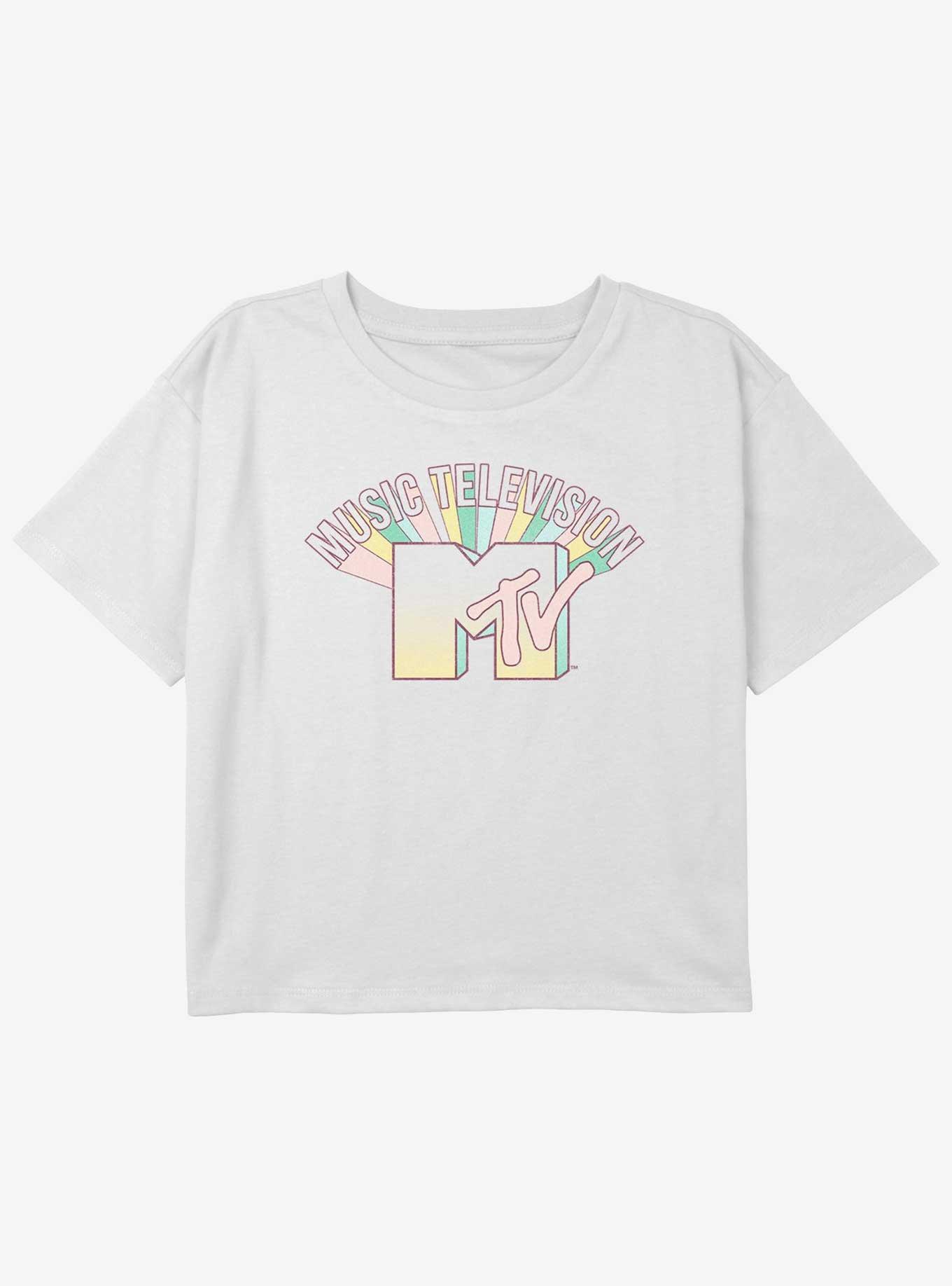 MTV Pastel Logo Youth Girls Boxy Crop T-Shirt