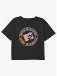 MTV Circular Gradient Logo Youth Girls Boxy Crop T-Shirt, BLACK, hi-res