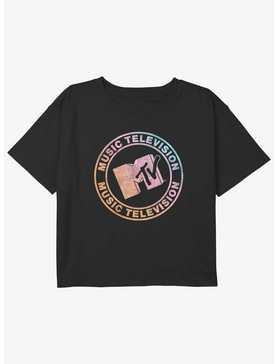MTV Circular Gradient Logo Youth Girls Boxy Crop T-Shirt, , hi-res