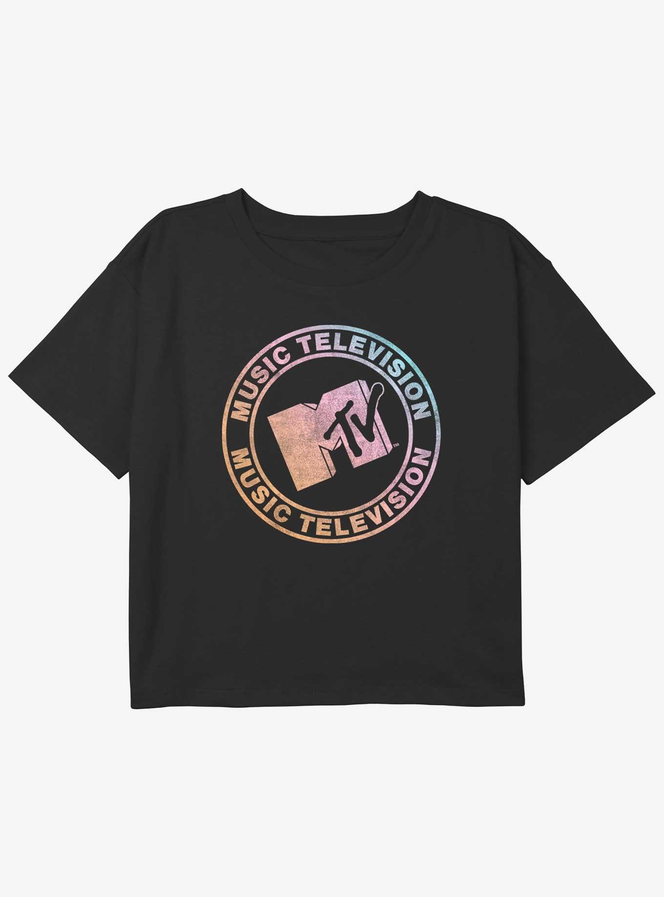 MTV Circular Gradient Logo Youth Girls Boxy Crop T-Shirt, , hi-res
