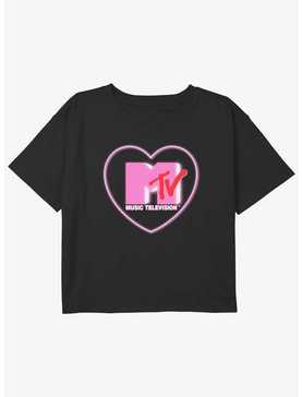 MTV Heart Love Logo Youth Girls Boxy Crop T-Shirt, , hi-res