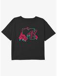 MTV Rose Logo Youth Girls Boxy Crop T-Shirt, BLACK, hi-res