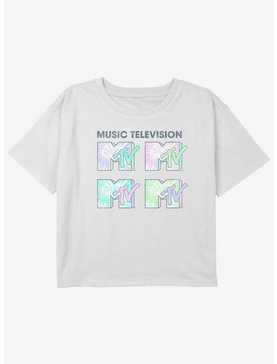 MTV Tie Dye Logo Grid Youth Girls Boxy Crop T-Shirt, , hi-res
