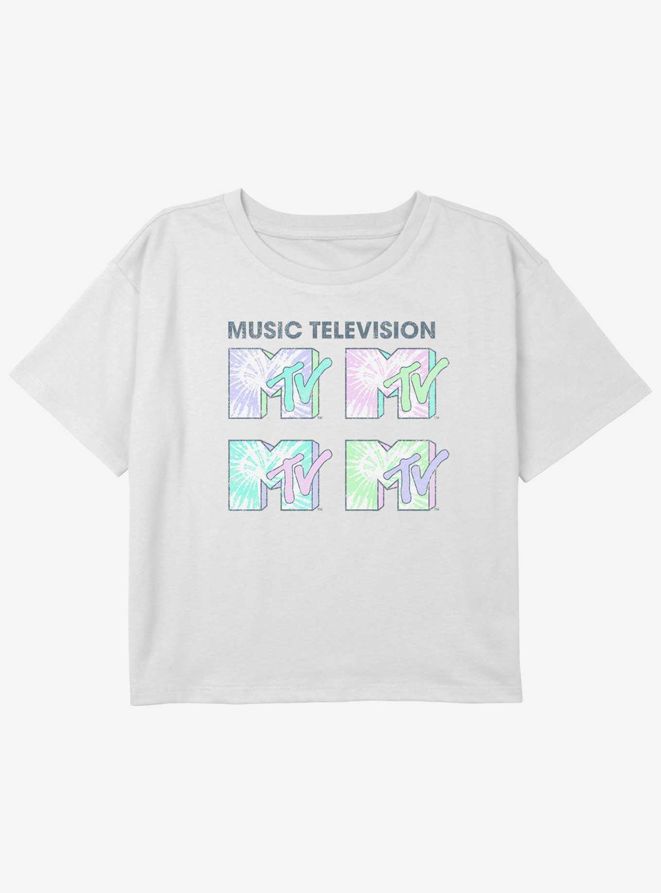MTV Tie Dye Logo Grid Youth Girls Boxy Crop T-Shirt, , hi-res