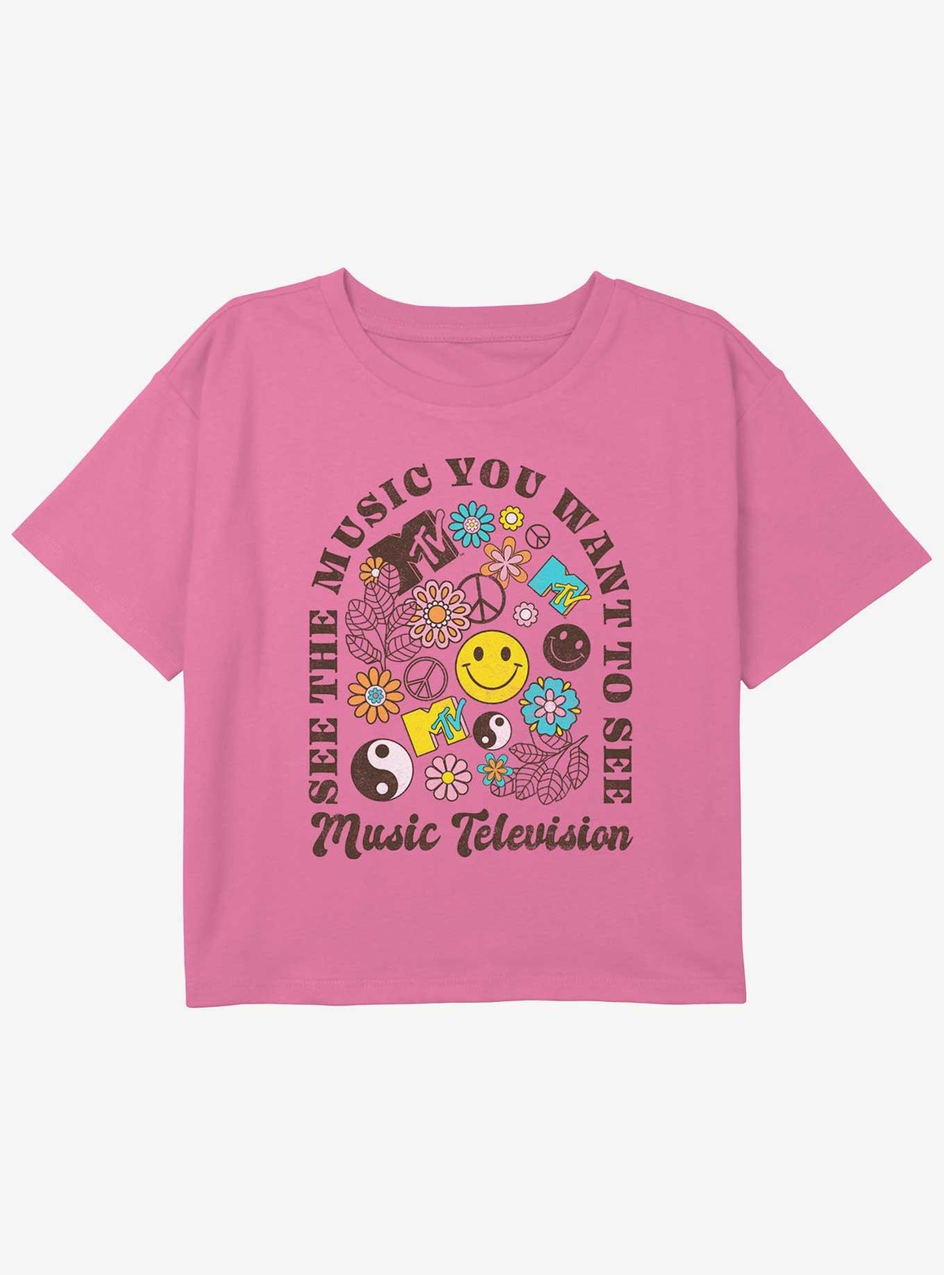 MTV See The Music You Want To See Youth Girls Boxy Crop T-Shirt, PINK, hi-res