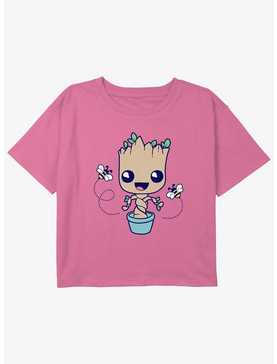 Marvel Guardians Of The Galaxy Baby Groot Hello Spring Youth Girls Boxy Crop T-Shirt, , hi-res