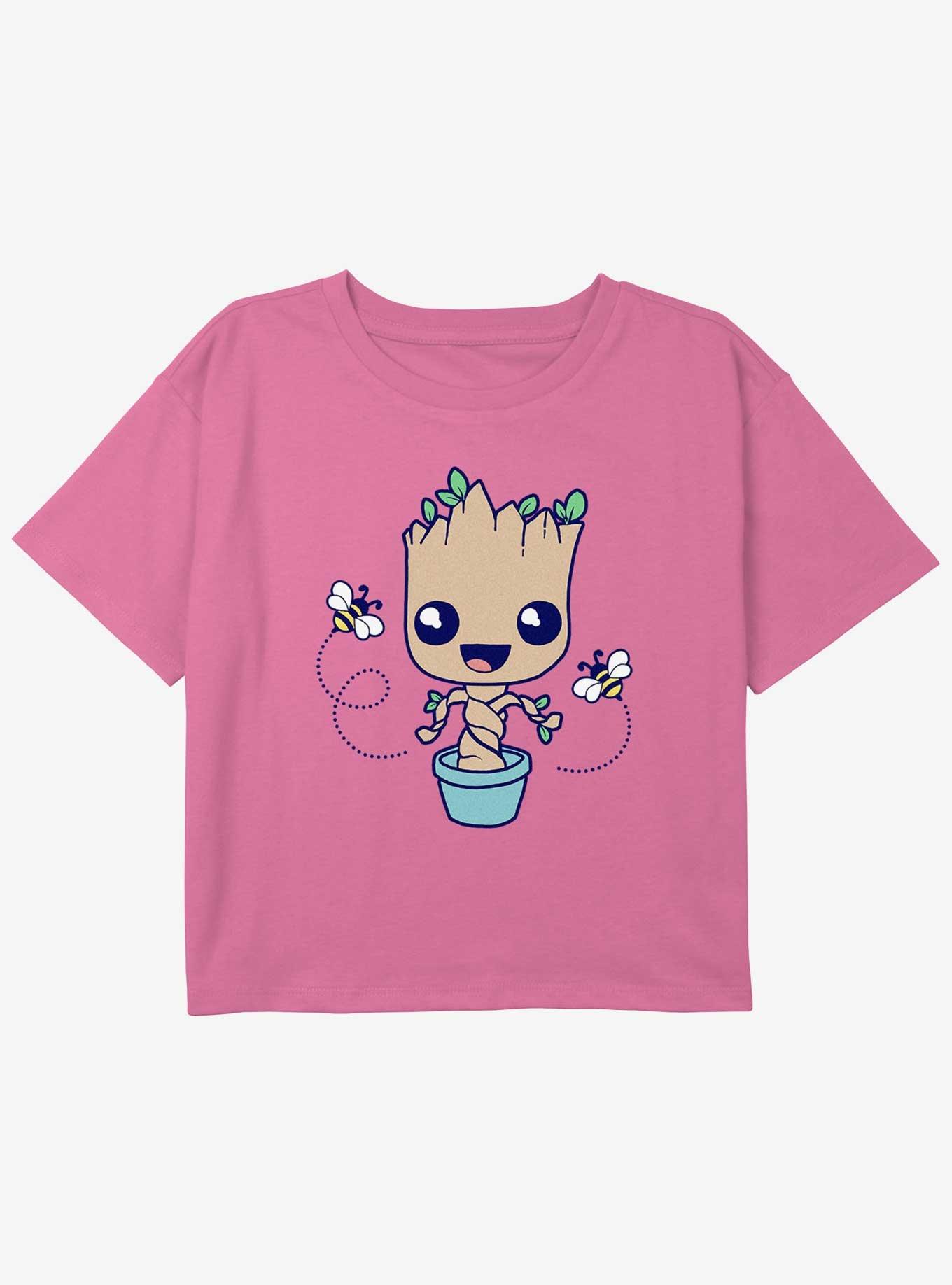 Marvel Guardians Of The Galaxy Baby Groot Hello Spring Youth Girls Boxy Crop T-Shirt, , hi-res