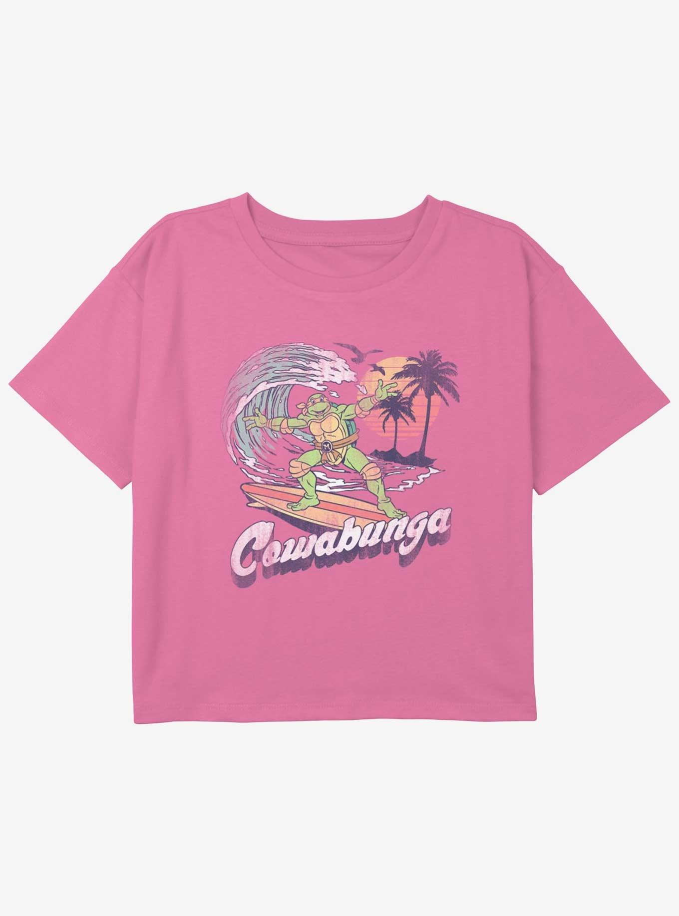 Teenage Mutant Ninja Turtles Cowabunga Youth Girls Boxy Crop T-Shirt, PINK, hi-res